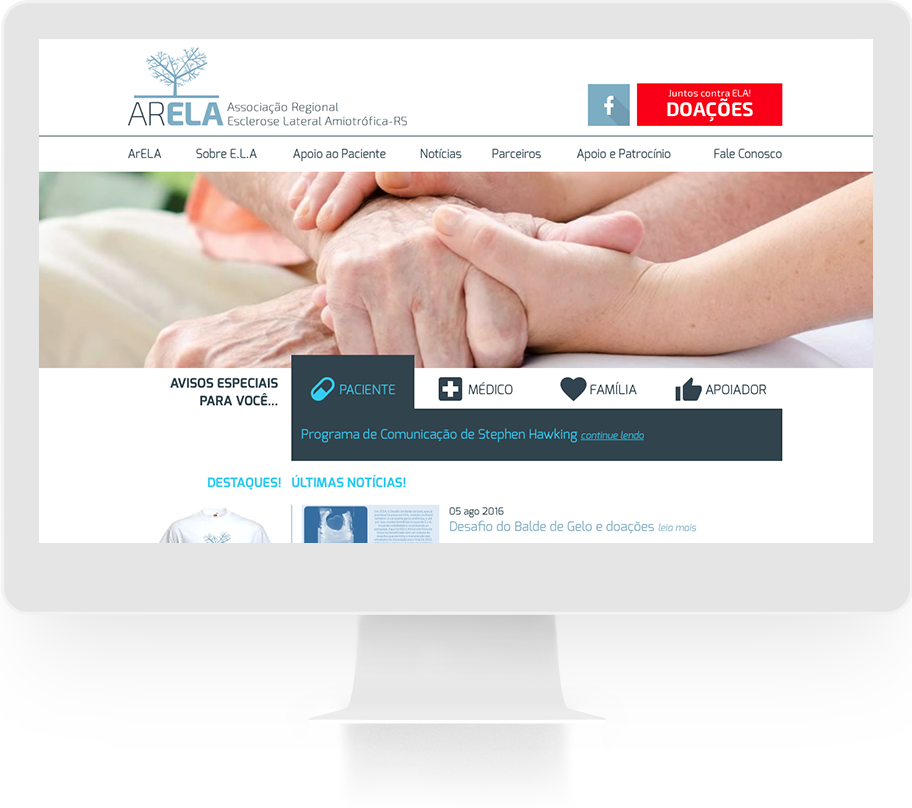 Custom Website Associação Regional de Esclerose Lateral Amiotrófica ARELA ABRELA - i94.Co™